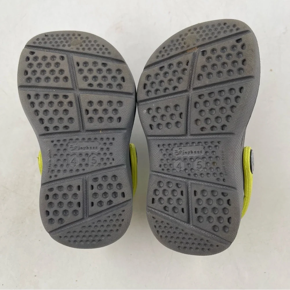 Joybees Unisex Toddler Gray Yellow Ventilated Mules Clogs Shoes - Size 4/5 Child